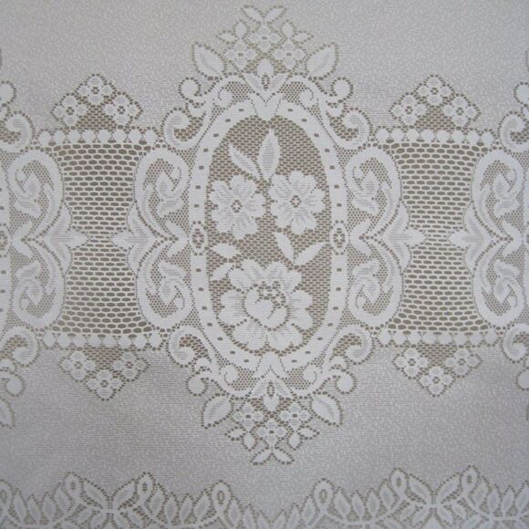 Curtain Lace Panel Flowers 61.5 x 23 Off White VTG - Picture 2 of 4